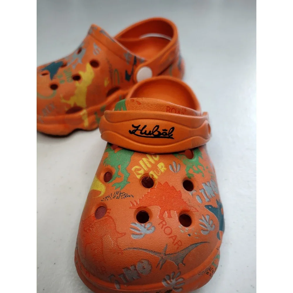 Kids‎ Orange Dinosaur Roar croc Clog Shoes Toddler Size 1.5